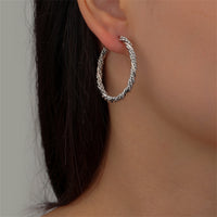 Silvertone Twine Hoop Earrings