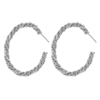Silvertone Twine Hoop Earrings