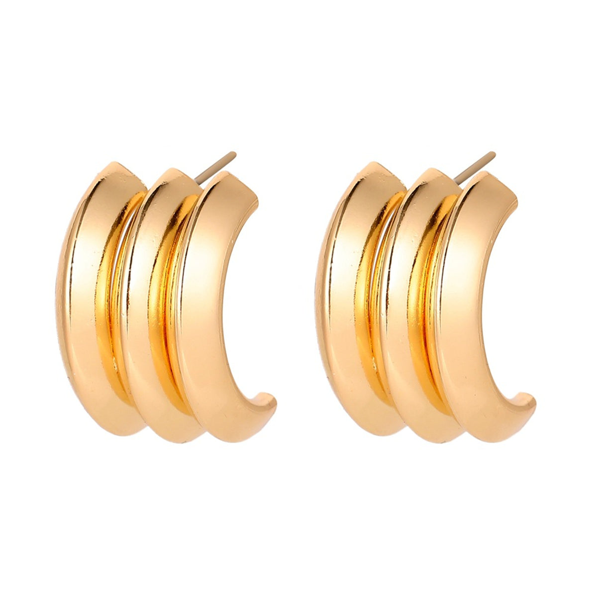18K Gold-Plated Layered Huggie Earrings