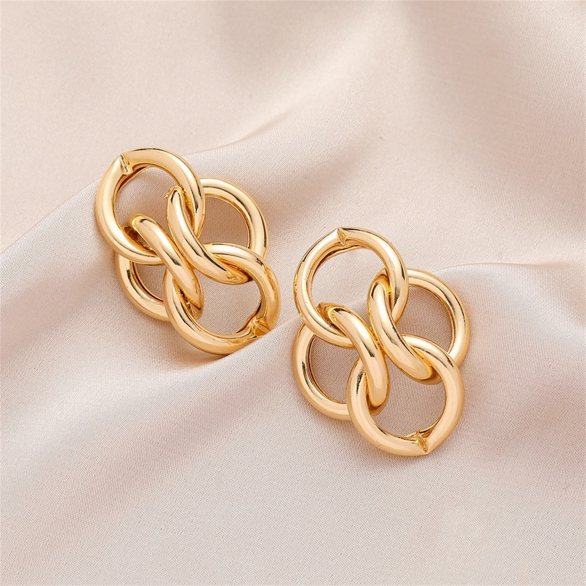 18K Gold-Plated Interlocked Circle Drop Earrings