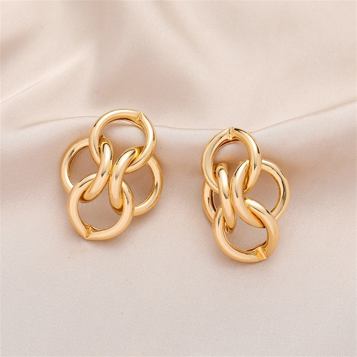 18K Gold-Plated Interlocked Circle Drop Earrings