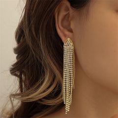 Cubic Zirconia & 18K Gold-Plated Tassel Drop Earrings