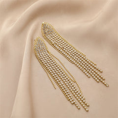 Cubic Zirconia & 18K Gold-Plated Tassel Drop Earrings
