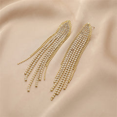 Cubic Zirconia & 18K Gold-Plated Tassel Drop Earrings