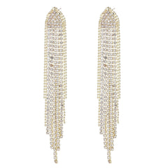 Cubic Zirconia & 18K Gold-Plated Tassel Drop Earrings