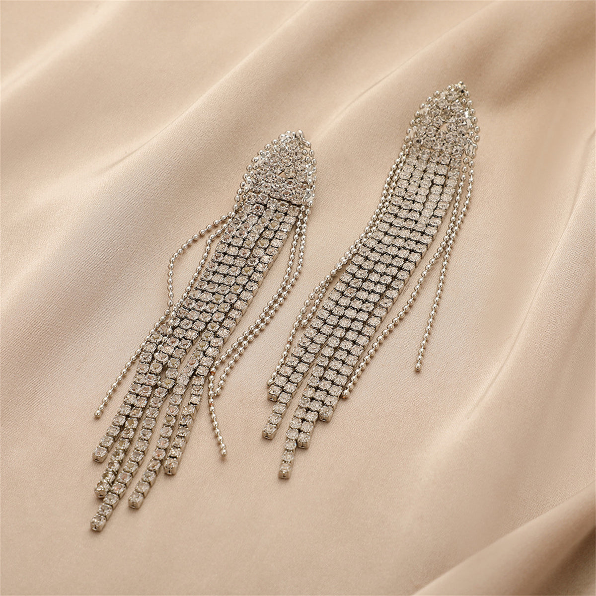 Cubic Zirconia and Silver-Plated Tassel Drop Earrings, silver drop earrings for women, lifestyle look