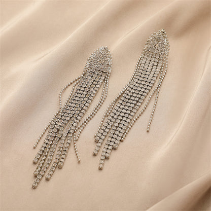 Cubic Zirconia and Silver-Plated Tassel Drop Earrings, silver drop earrings for women, lifestyle look