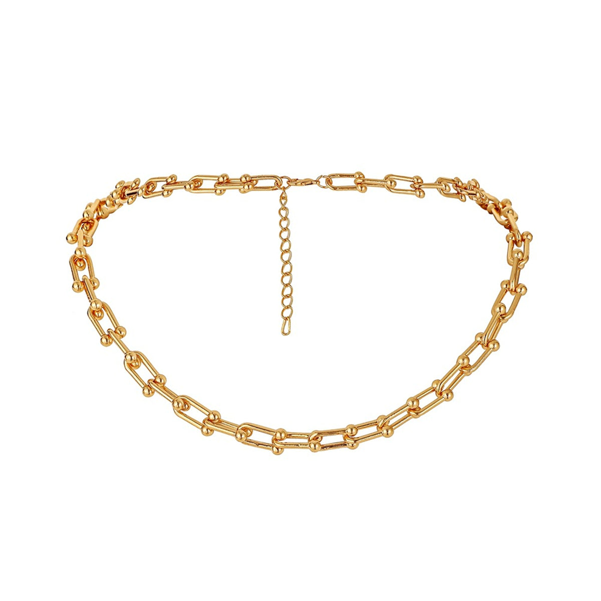 18K Gold-Plated Vachette Chain Necklace, gold pendant necklace for women, elegant gift for her, side view