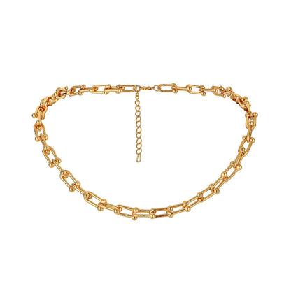 18K Gold-Plated Vachette Chain Necklace, gold pendant necklace for women, elegant gift for her, side view