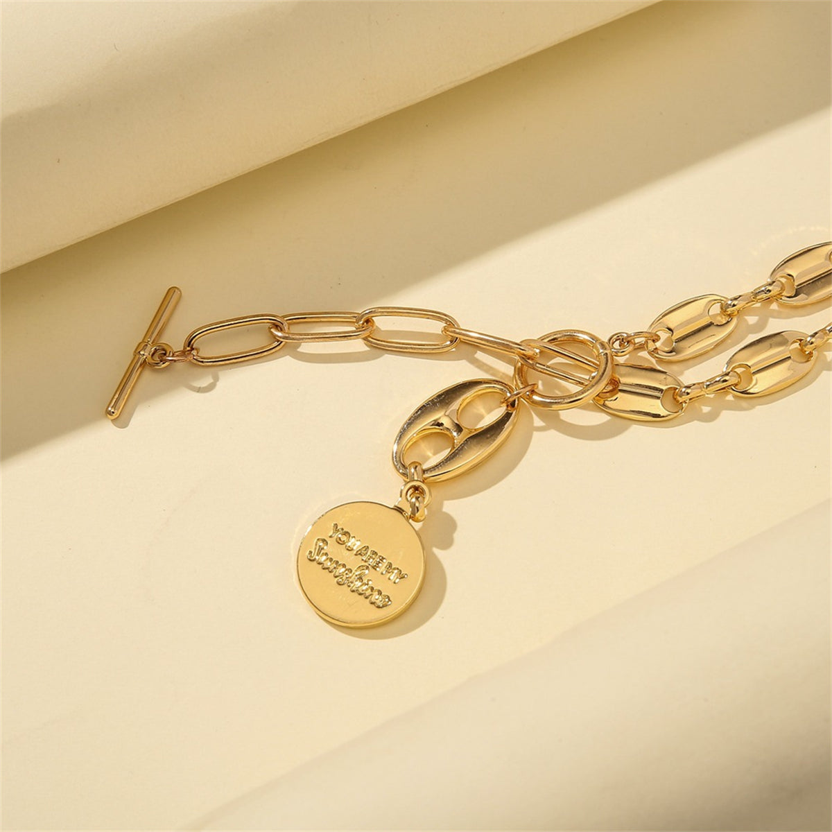 18K Gold-Plated 'You Are My Sunshine' Toggle Lariat Necklace