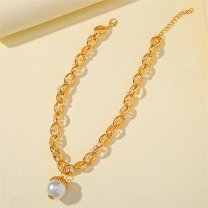 Pearl and 18K Gold-Plated Crossing Twine Choker Necklace, gold pendant necklace for women, elegant gift for her, styled look