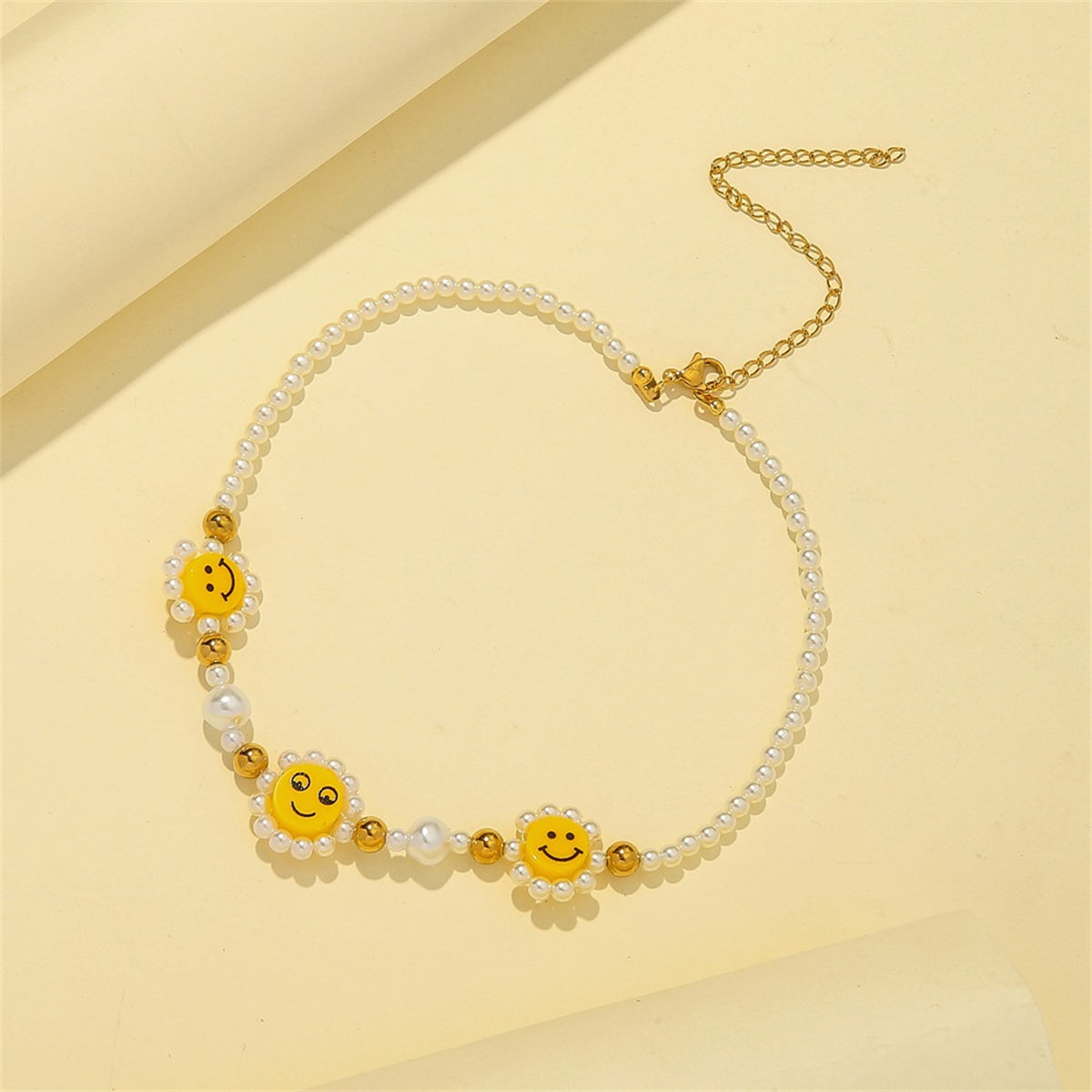 Pearl & Acrylic 18K Gold-Plated Smiley Beaded Choker