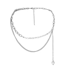Pearl & Silver-Plated Layered Lariat Necklace