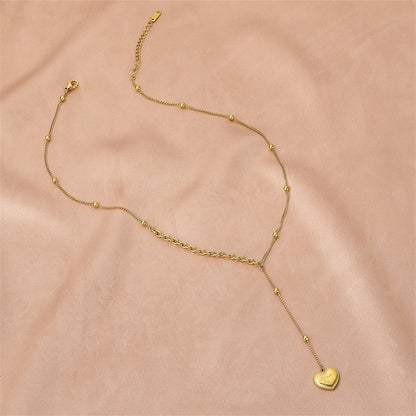 18K Gold-Plated Heart Lariat Necklace, gold pendant necklace for women, elegant gift for her, lifestyle look