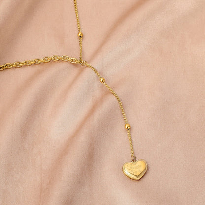18K Gold-Plated Heart Lariat Necklace, gold pendant necklace for women, elegant gift for her, styled look