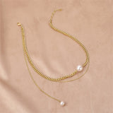 Pearl & 18k Gold-Plated Layered Drop Choker Necklace