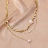 Pearl & 18k Gold-Plated Layered Drop Choker Necklace