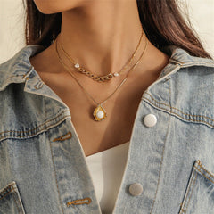 Pearl & 18K Gold-Plated Shell Pendant Necklace Set