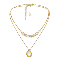 Pearl & 18K Gold-Plated Shell Pendant Necklace Set