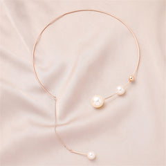 Pearl & 18K Rose Gold-Plated Ball-Drop Collar Choker