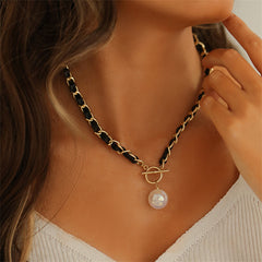 Pearl & Polystyrene 18K Gold-Plated Toggle Pendant Necklace