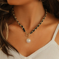 Pearl & Polystyrene 18K Gold-Plated Toggle Pendant Necklace