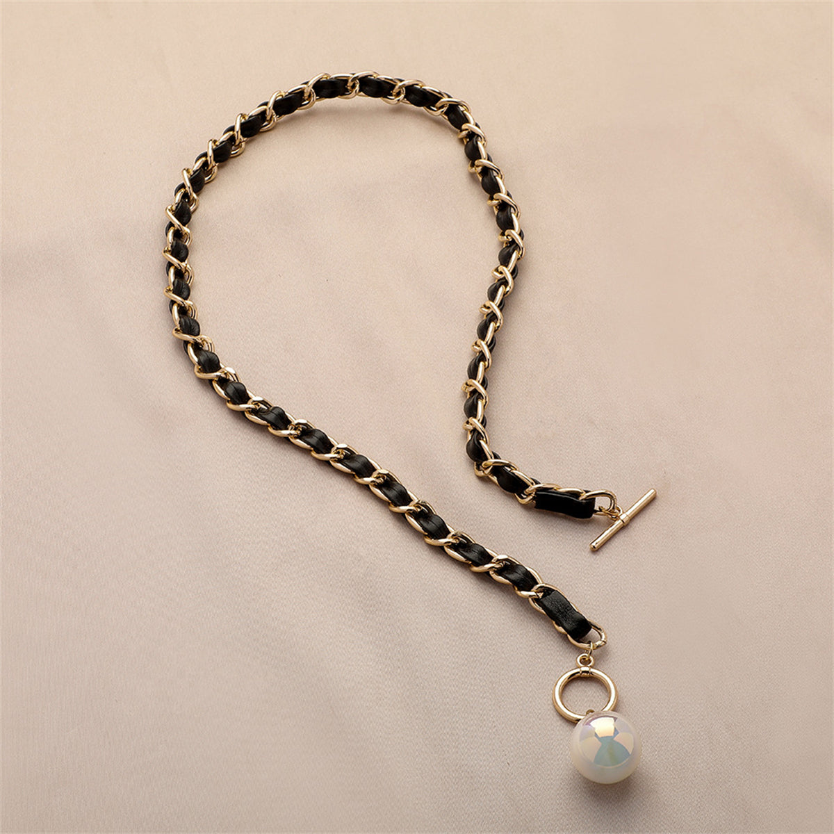 Pearl & Polystyrene 18K Gold-Plated Toggle Pendant Necklace