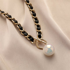 Pearl & Polystyrene 18K Gold-Plated Toggle Pendant Necklace