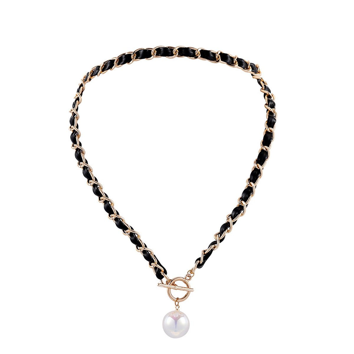 Pearl & Polystyrene 18K Gold-Plated Toggle Pendant Necklace