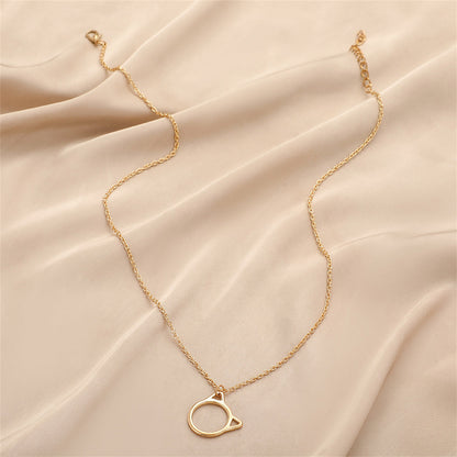 18K Gold-Plated Kitty Open Pendant Necklace, gold pendant necklace for women, everyday style, detail close-up