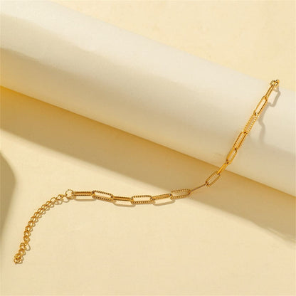 18K Gold-Plated Cut Rectangle Chain Bracelet, gold bracelet for women, botanical inspired, lifestyle look