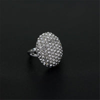 cubic zirconia & Silver-Plated Oval Sunflower Band Ring - streetregion