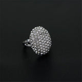 cubic zirconia & Silver-Plated Oval Sunflower Band Ring - streetregion