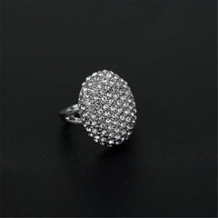 cubic zirconia & Silver-Plated Oval Sunflower Band Ring - streetregion
