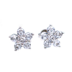 Crystal & Silver-Plated Flower Stud Earrings - streetregion