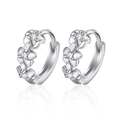 Cubic Zirconia & Silver-Plated Flower Clip-On Earrings