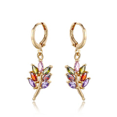 Multicolor Crystal & 18K Gold-Plated Salix Leaf Drop Earrings