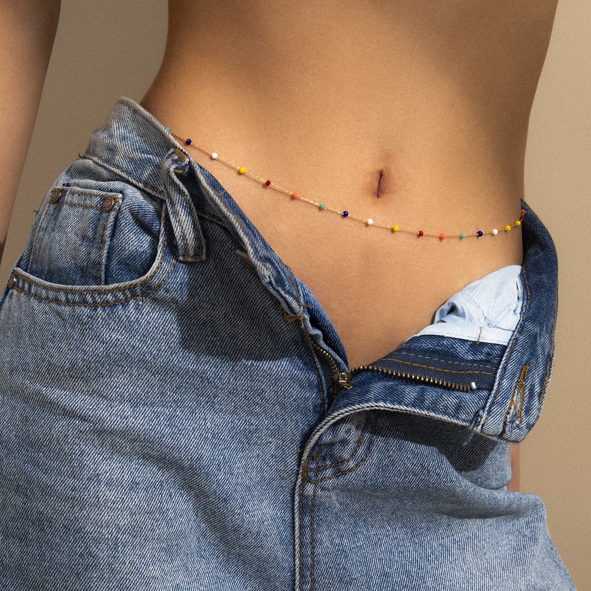 Yellow Acrylic & 18K Gold-Plated Multicolor Waist Chain