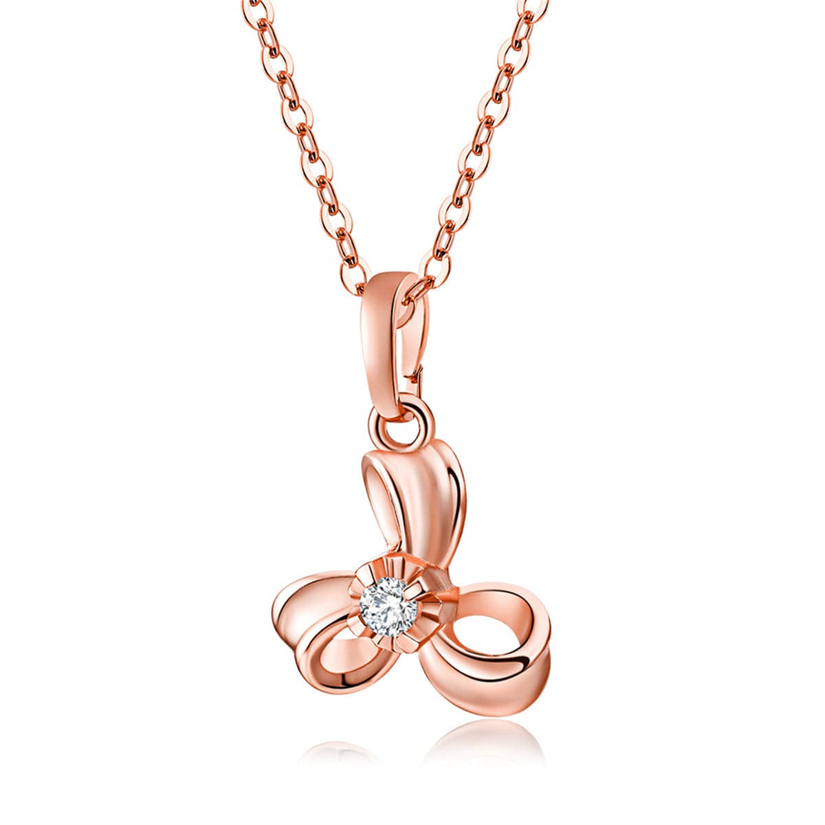 cubic zirconia & 18k Rose Gold-Plated Sweet Petal Pendant Necklace - streetregion