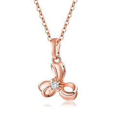 cubic zirconia & 18k Rose Gold-Plated Sweet Petal Pendant Necklace - streetregion