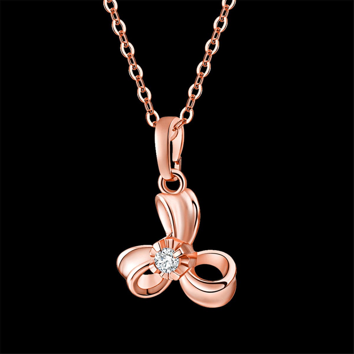 cubic zirconia & 18k Rose Gold-Plated Sweet Petal Pendant Necklace - streetregion