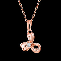 cubic zirconia & 18k Rose Gold-Plated Sweet Petal Pendant Necklace - streetregion