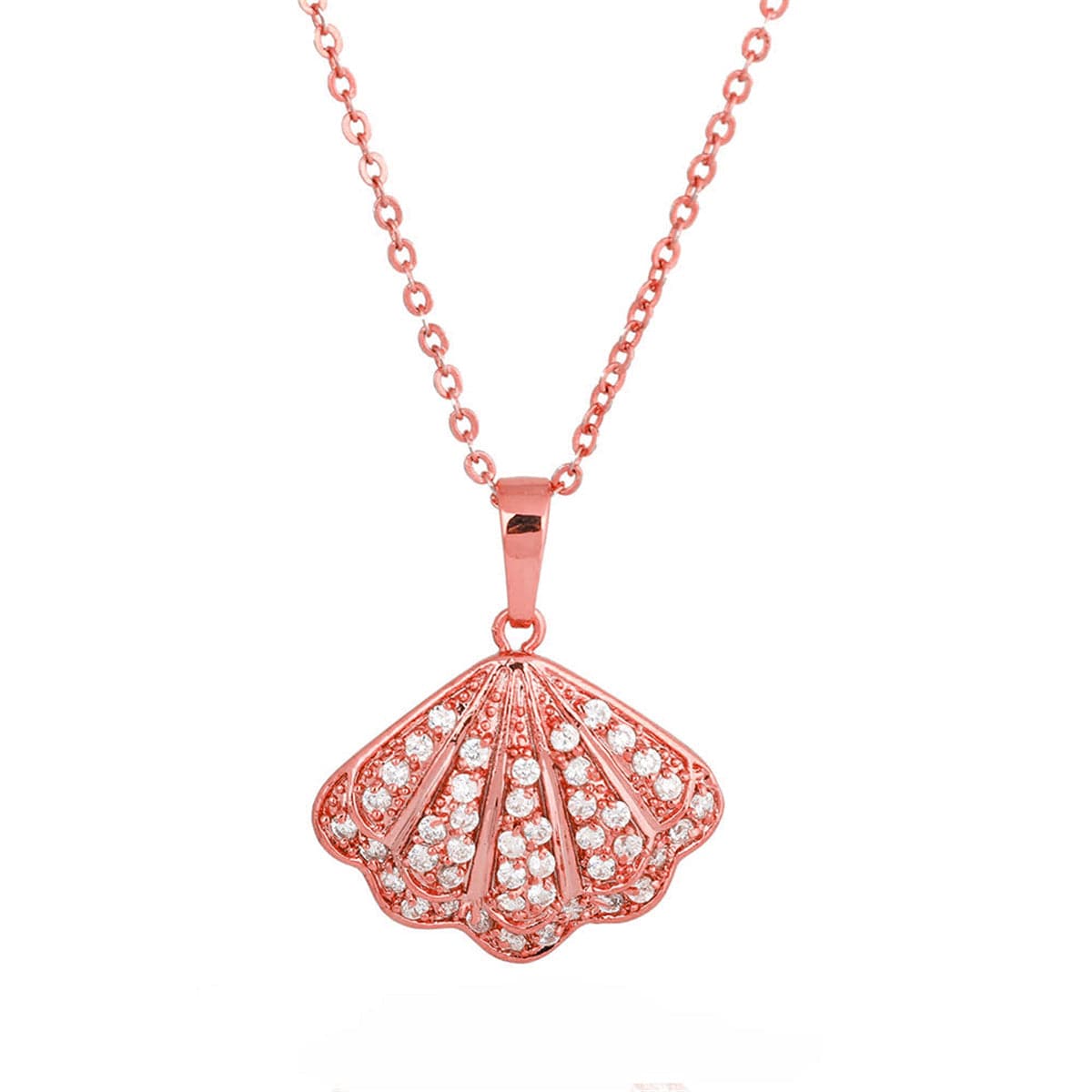 cubic zirconia & 18k Rose Gold-Plated Shell Pendant Necklace - streetregion