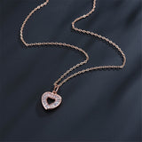 Crystal & 18k Rose Gold-Plated Baguette-Cut Heart Pendant Necklace - streetregion