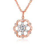 Crystal & 18k Rose Gold-Plated Hollow Floral Pendant Necklace
