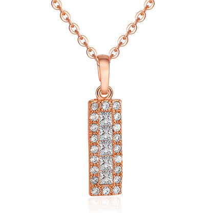 Crystal and Cubic Zirconia Card Pendant Necklace, pendant necklace for women, elegant gift for her, front view