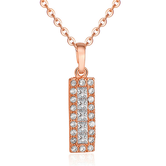Crystal and Cubic Zirconia Card Pendant Necklace, pendant necklace for women, elegant gift for her, front view