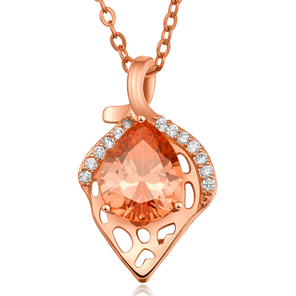 Yellow Crystal and Cubic Zirconia Pendant Necklace, pendant necklace for women, everyday style, front view