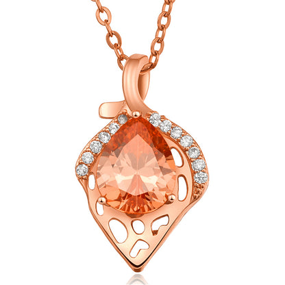 Yellow Crystal and Cubic Zirconia Pendant Necklace, pendant necklace for women, everyday style, front view