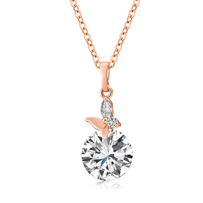 Crystal and Cubic Zirconia Butterfly Pendant Necklace, pendant necklace for women, dainty minimalist design, front view